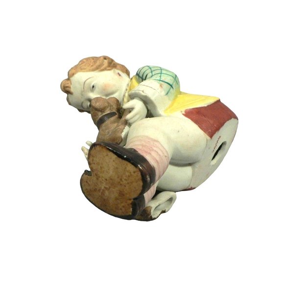 Bisque Boy Figurine Hand Painted matte finish with dog Japan - Picture 6 of 9